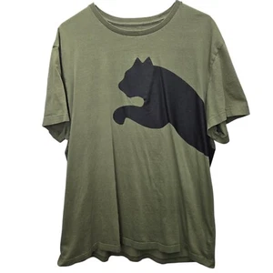 Puma Shirt Men's XX L Forest Army Green Cotton Graphic Large Logo Soft Casual - Picture 1 of 8