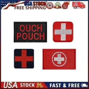 4Pcs First Aid Patches, Red Cross Patch Hook & Loop Patch Tactical Medic Patch - Picture 1 of 10