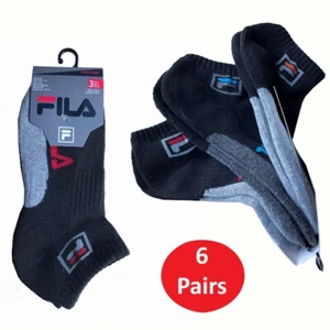 6 PAIRS FILA Swift-Dry Kids Boys Sport Casual Ankle Socks 6-8, Shoe 10.5-4 Black - Picture 1 of 7