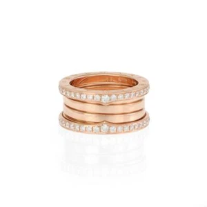 Bvlgari B.zero1 Wide Ring 1.5ct Diamond 18k Rose Gold 12mm Band Size 53 - Picture 1 of 5