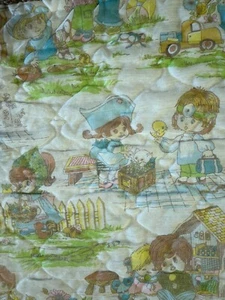 Vintage Twin Bedspread Big Eye Kids Boys Girls Twin Quilted Ruffle Coverlet - Picture 1 of 9