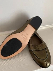 ANYI LU Olivia Bronze Metallic Penny Loafers Women's 37.5 New No tags/no box - Picture 1 of 12