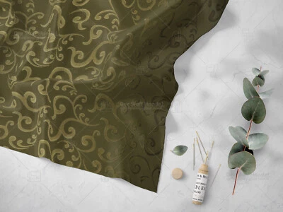 JACQUARD FUTTER Stoff Innenfutter Dirndl Bluse Ranken auf OLIV EUR 9,98/m - Bild 1 von 2