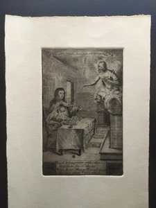 GRABADO AGUAFUERTE ORIGINAL XVII CON ESCENA RELIGIOSA   MEDIDA EXTERIOR 20x29cm - Picture 1 of 11