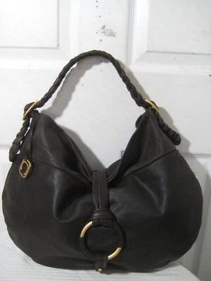 $ 685 Orciani Chocolate Brown  Leather Hobo Bag Made In Italy - Image 1 of 4