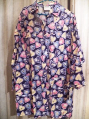 Crest Cottons Scrub Top Womens Sz XL Patchwork Hearts Valentine's Day - Image 1 of 3