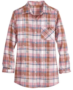 AMERICAN SWEETHEART WEICHES LANGÄRMLIGES FLANELLHEMD BLUSE OBERTEIL DAMEN PLUS 3X NEU IN VERPACKUNG - Bild 1 von 4