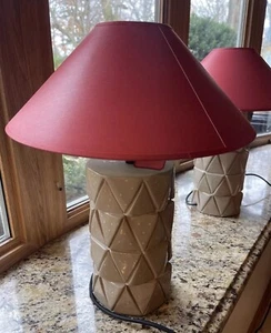 2 Crate & Barrel ESME Textured Stoneware Ceramic MCM Table Bedside Lamps QUALITY - Picture 1 of 20