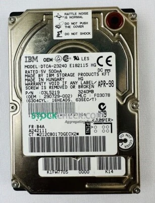 IBM DTCA-23240 03L5219 Hard Disk Drive; 5V, 500mA; 3240MB - Image 1 of 4