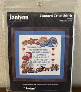Janlynn Counted Cross Stitch TWINKLING EYES #80-09 10x10 Fertig Baby Junge NEU - Bild 1 von 2