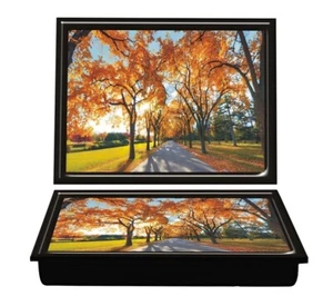 Autumn Lap Tray Wooden Large Bean Bag Cushioned Easy Serve Tray Home Office Use - Picture 1 of 11