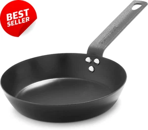 Pre-Seasoned Carbon Steel Induction 8" Frying Pan Skillet, Oven Safe, Black - Picture 1 of 11