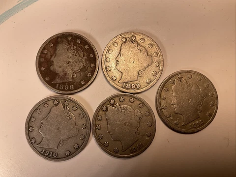 v nickel lot 1898,998,10,11,12 Cover