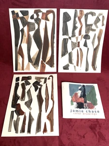 Sammlung von 3 originalen abstrakten Tuschezeichnungen der aufgeführten Künstlerin JAMIE CHASE - Bild 1 von 16