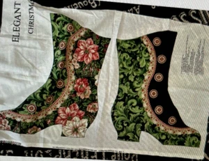 Vtg VIP CRANSTON ELEGANT Xmas Stocking Floral Cotton FABRIC Cut & Sew Panel Pink - Picture 1 of 10