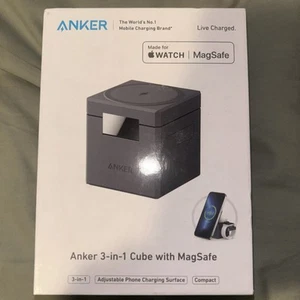 Anker 3-in-1 Cube MagSafe Wireless Foldable 15W Fast Charger, Apple Devices, NEW - Photo 1 sur 4