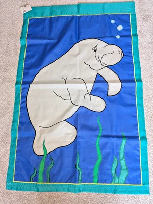 NUEVO CON ETIQUETAS Grandes 42 x 28 Apliques Exterior Nylon Bandera Florida Manatí Doble Cara Foto 1 de 4