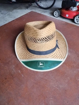 Sombrero de paja John Deere de colección años 80 visera gorra de sombra logotipo antiguo marca Otto grande Foto 1 de 4