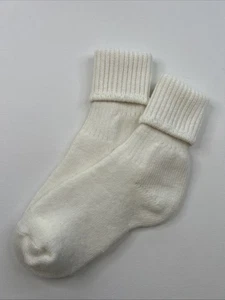 VTG Quarter Socks Ankle White 80s 90s Acrylic Blend Size 9-11 USA Made Roll Top - Picture 1 of 7