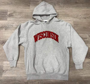 Vtg Wisconsin Steve And Barry's Hoodie Men's XL Gray Embroidered NCAA Badgers - Picture 1 of 10