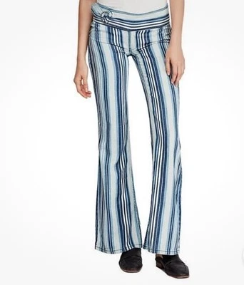 FP We The Free Journey Flare Pants Women’s 30 Blue Striped Belted Y2K Style - Image 1 of 4