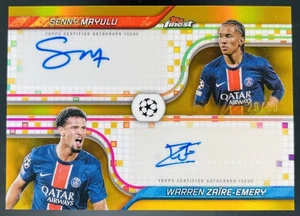 2025 Topps Finest UEFA Senny Mayulu Warren Zaire-Emery DUAL Auto GOLD /50 PSG - Picture 1 of 2