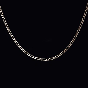 COLLAR CADENA FIGARO ORO ROSA 14K SÓLIDO 3 GRAMOS 17 PULGADAS 1,7mm HOMBRE DAMAS - Imagen 1 de 2