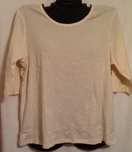 Liz & Me Elfenbein Damen Urlaub 100% Baumwolle Shirt Weihnachten 3/4 Arm Filz Schnörkel - Bild 1 von 9