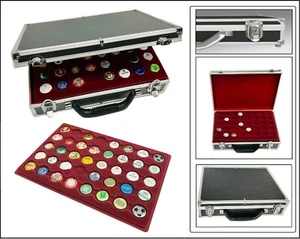 Champagnerdeckel-Koffer 8 rote Tableaus runde Fächer für 320 Deckel Look 1269-9 - Bild 1 von 10