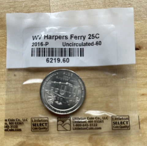 2016P Harpers Ferry West Virginia Quarter Uncirculated in sealed plastic Cover