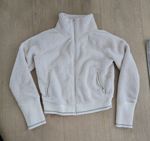 OFF WHITE Maglione donna Athleta in pile con zip maglione bianco sporco Taglia XS Extra Small