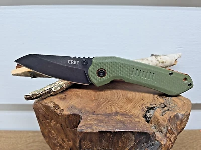 Navaja de bolsillo CRKT Overland Green 6280 negra diseño Frame Lock Stonewash Blade Foto 1 de 4
