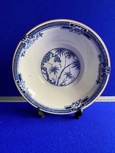 Preloved Lawleys Norfolk Pottery Stoke "Kenia" 21 cm cuenco azul blanco - Imagen 1 de 4