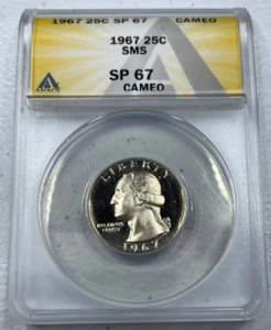 1967 Washington US Mint Quarter, MS67 by ANACS, CAMEO SMS, EXQUISITE!!! - Picture 1 of 6