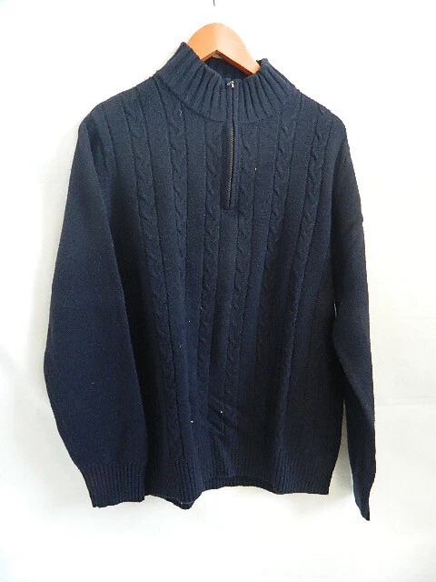 Mens Savile Row Company London Lambs Wool  Nylon Blue Crew Neck 14 Zip Sweater - Image 1 of 4