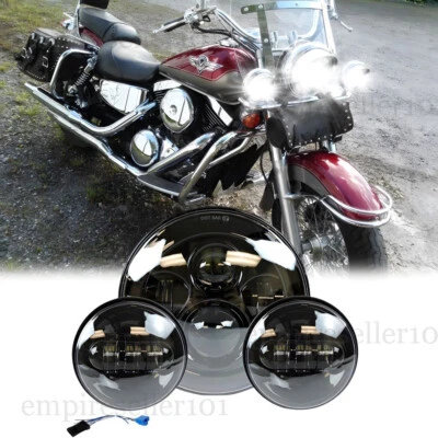 7 inch LED Headlight + Passing Light For Kawasaki VN Vulcan 500 750 800 900 1700 - Image 1 of 4