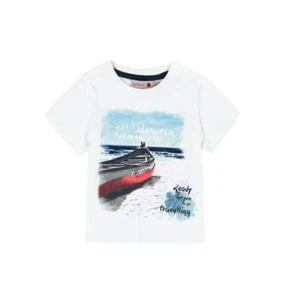 Bóboli Boys T-Shirt Rowing Boat Short-Sleeved White Size 68 74 80 86 92 - Picture 1 of 24