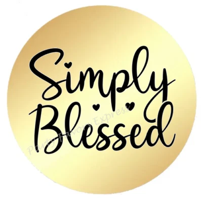 GOLD FOIL SIMPLY BLESSED ENVELOPE SEALS LABELS STICKERS PARTY FAVORS - Image 1 of 2
