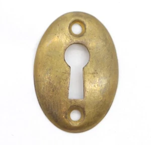 Vintage 1.625 in. Brass Oval Keyhole Cover Plate - Picture 1 of 6