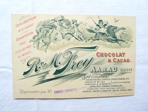 ANTIQUE COCOA CHOCOLATE ADVERTISING POSTCARD FREY AARAU SWISS SWITZERLAND 1890 - Picture 1 of 2