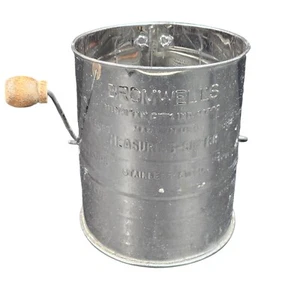 Bromwells Flour Sifter 3 Cup Metal Measuring Brown Handle USA Vintage - Picture 1 of 11