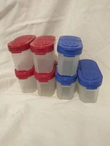 Red Blue Tupperware Modular Mate Small Spice Shaker Lot Of 7 Container #1843 - Picture 1 of 3
