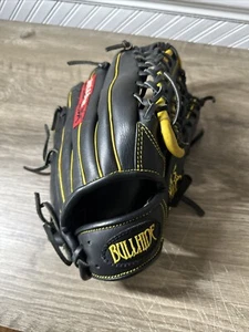 Bullhide PRO Series 11.75"  KIP Leather Baseball Glove Black And Yellow - Picture 1 of 5