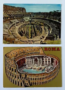 Rome Italy – The Colosseum Interior and Fountain of Trevi – 2 Postcards 1970s - Picture 1 of 4