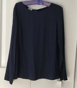 ARMANI COLLEZIONI Italy Women Silk Long Sleeve Blouse Blue Sz 4 Cocktail Party - Picture 1 of 10