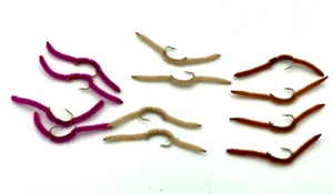 San Juan Worm 1 Dozen Worms Size 14 in Assorted Colors Tan Deep Pink Brown F757 - Picture 1 of 1