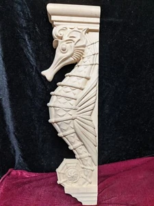 Large Seahorse Corbel Nautical style Wood Shelf Bracket, fireplace surround - Picture 1 of 12