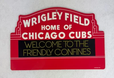 Chicago Cubs Wrigley Field "Welcome to the Friendly Confines" Metal Sign 18"x12" - Image 1 of 3