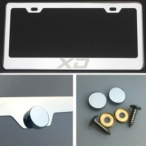 1x xD Laser Engraved Polish Stainless Steel License Plate Frame Chrome Screw Cap - Picture 1 of 12