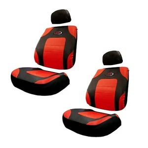 New Red Racing Vinyl Seat Covers 3 PC Design Licensed - Pair - Picture 1 of 4